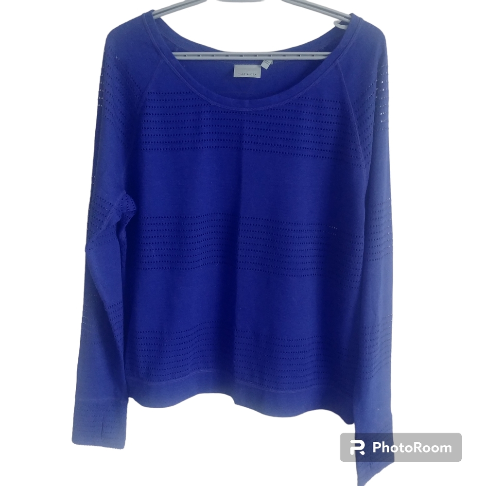 Athleta Long Sleeve Perforated Knit Top in Royal Blue